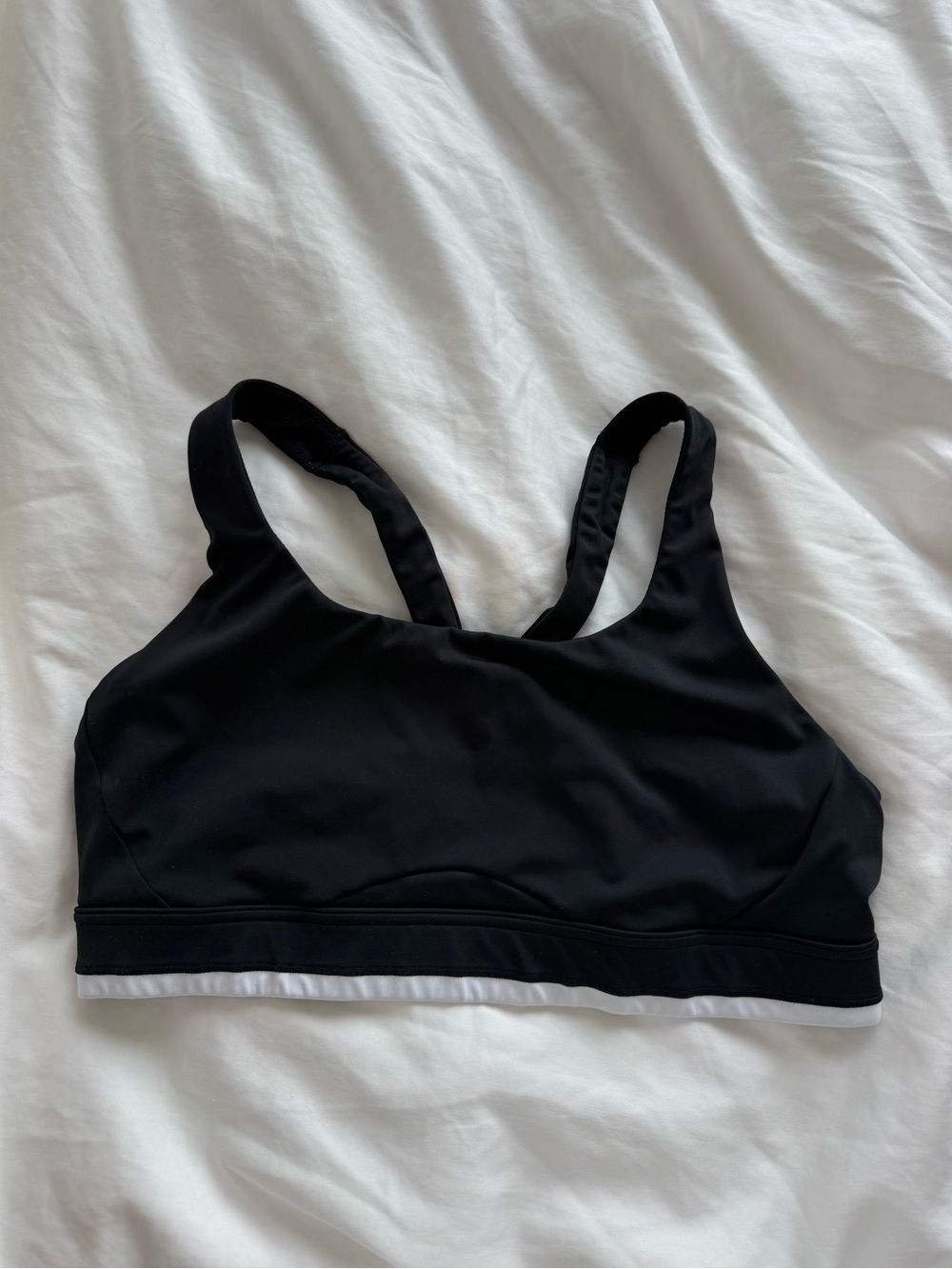 INTERVAL MESH SPORTS BRA BLACK WITH WHITE TRIM ATHLETA SIZE M, D-DD
